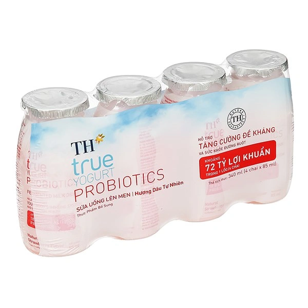 Lốc 4 chai sữa chua lên men TH true YOGURT Probiotics vị dâu 85 ml (từ 1 tuổi) 1