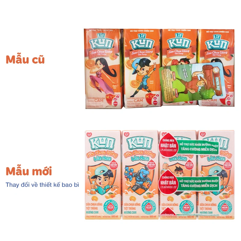 Thùng 48 hộp sữa chua uống LiF Kun vị cam 180 ml (từ 2 tuổi) - Giao bao bì ngẫu nhiên 18