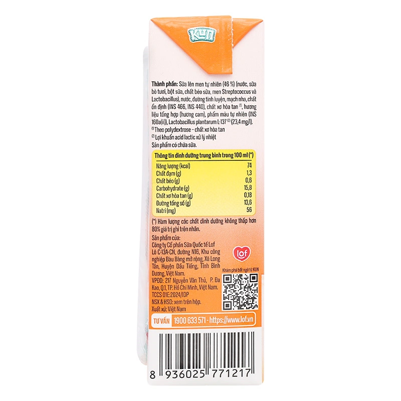 Thùng 48 hộp sữa chua uống LiF Kun vị cam 180 ml (từ 2 tuổi) - Giao bao bì ngẫu nhiên 26