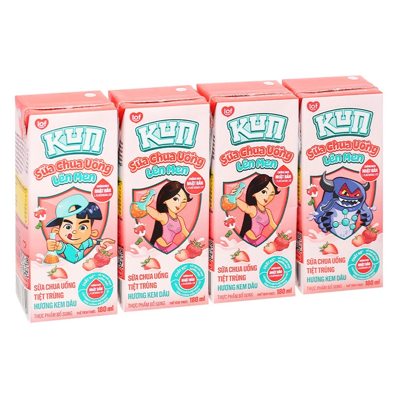 Thùng 48 hộp sữa chua uống tiệt trùng LiF Kun vị kem dâu 180 ml (từ 2 tuổi) - Giao bao bì ngẫu nhiên 19