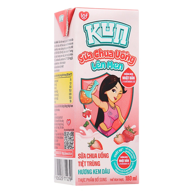 Thùng 48 hộp sữa chua uống tiệt trùng LiF Kun vị kem dâu 180 ml (từ 2 tuổi) - Giao bao bì ngẫu nhiên 22