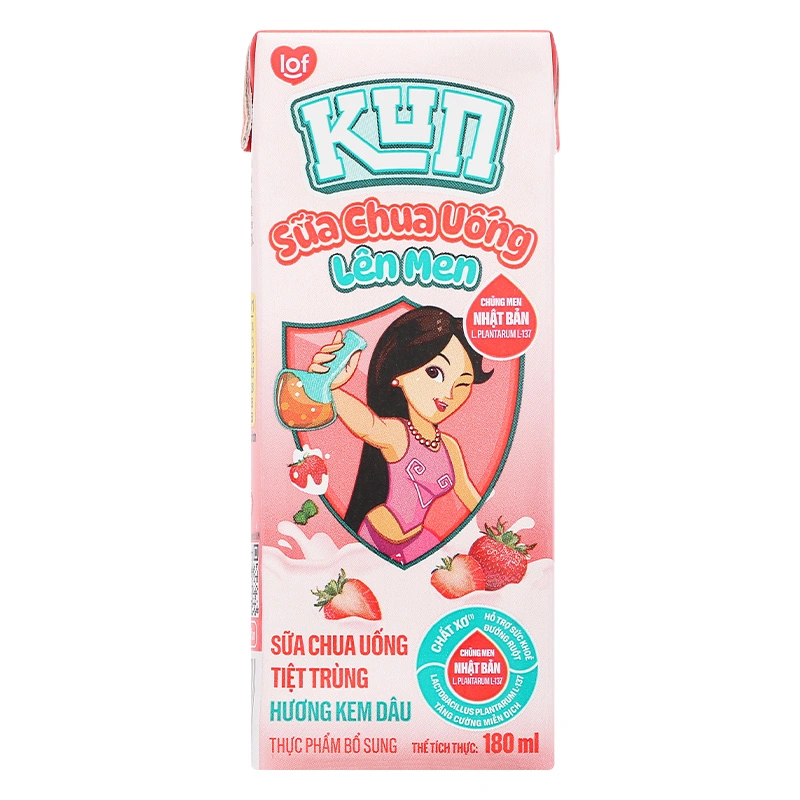 Thùng 48 hộp sữa chua uống tiệt trùng LiF Kun vị kem dâu 180 ml (từ 2 tuổi) - Giao bao bì ngẫu nhiên 23
