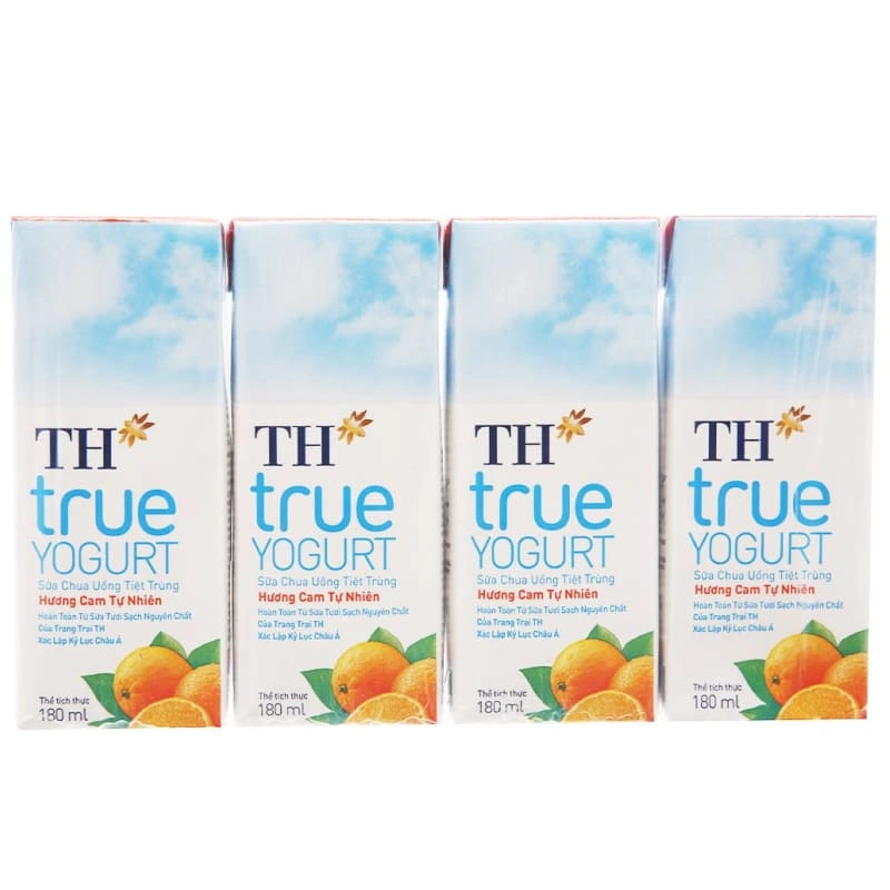 Lốc 4 hộp sữa chua uống tiệt trùng TH true YOGURT vị cam 180 ml (từ 1 tuổi) 2