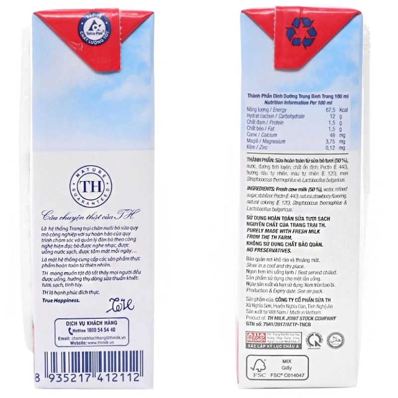 Thùng 48 hộp sữa chua uống tiệt trùng TH true YOGURT vị dâu 180 ml (từ 1 tuổi) 9