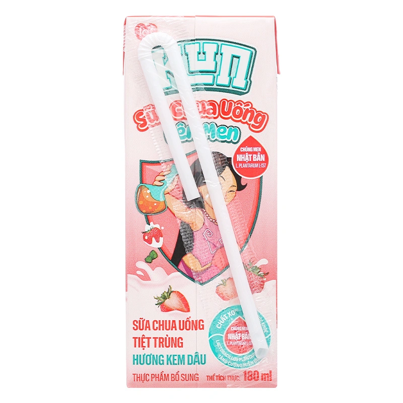 Thùng 48 hộp sữa chua uống tiệt trùng LiF Kun vị kem dâu 180 ml (từ 2 tuổi) - Giao bao bì ngẫu nhiên 12