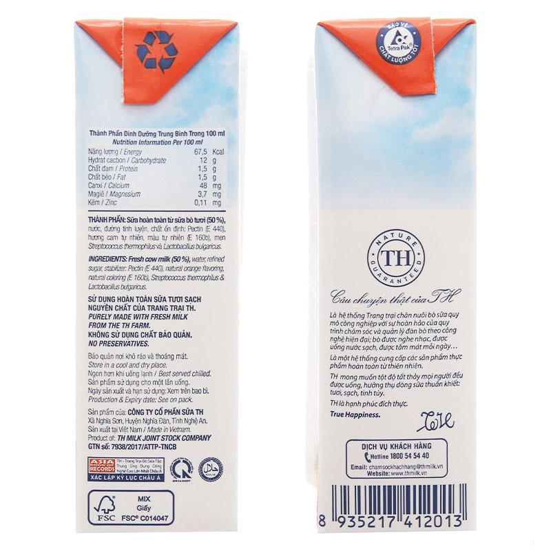 Thùng 48 hộp sữa chua uống tiệt trùng TH true YOGURT vị cam 180 ml (từ 1 tuổi) 4