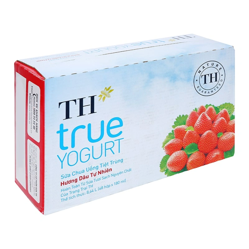 Thùng 48 hộp sữa chua uống tiệt trùng TH true YOGURT vị dâu 180 ml (từ 1 tuổi) 2
