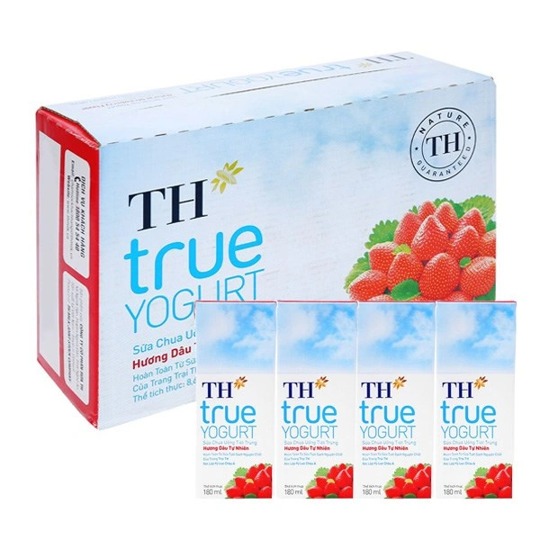 Thùng 48 hộp sữa chua uống tiệt trùng TH true YOGURT vị dâu 180 ml (từ 1 tuổi) 1