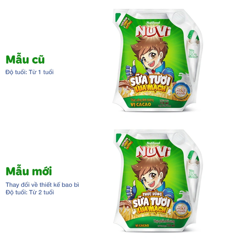 Sữa tươi lúa mạch vị cacao Nutifood NuVi 110 ml (từ 2 tuổi) 2