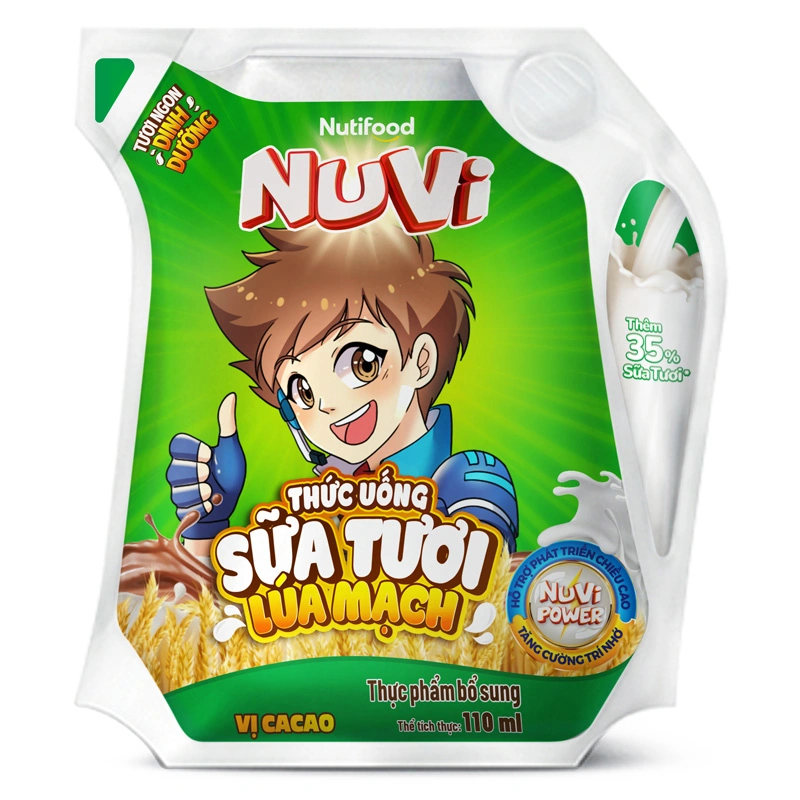 Thùng 24 túi sữa tươi lúa mạch vị cacao Nutifood NuVi 110 ml (từ 2 tuổi) 5