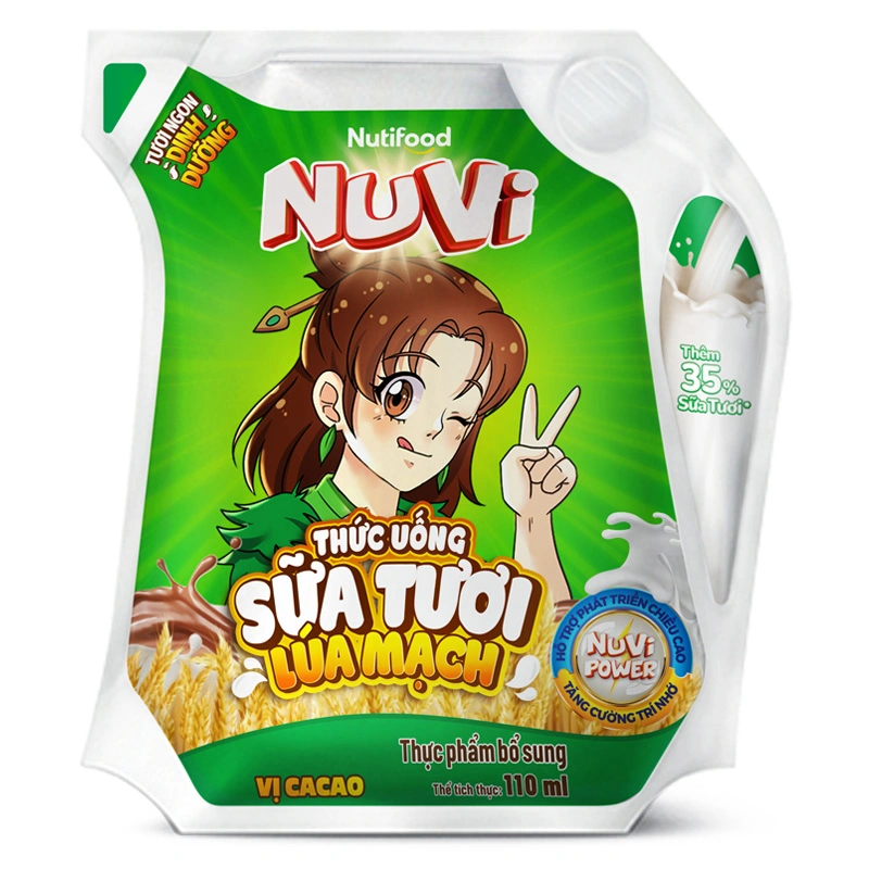 Thùng 24 túi sữa tươi lúa mạch vị cacao Nutifood NuVi 110 ml (từ 2 tuổi) 6