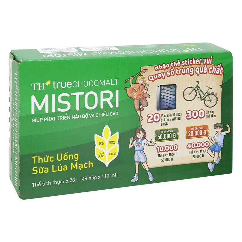 Thùng 48 hộp thức uống lúa mạch TH true Chocomalt Mistori 110 ml (từ 2 tuổi) - Giao bao bì ngẫu nhiên 3