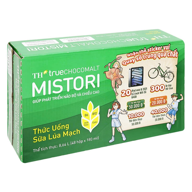 Thùng 48 hộp thức uống lúa mạch TH true Chocomalt Mistori 180 ml (từ 2 tuổi) - Giao bao bì ngẫu nhiên 3