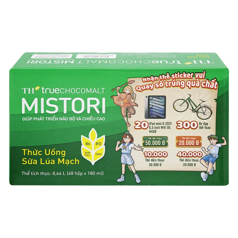 Thùng 48 hộp thức uống lúa mạch TH true Chocomalt Mistori 180 ml (từ 2 tuổi) - Giao bao bì ngẫu nhiên 4