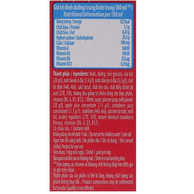 Thùng 48 hộp sữa trái cây Vinamilk Hero hương dâu 180 ml (từ 1 tuổi) 11