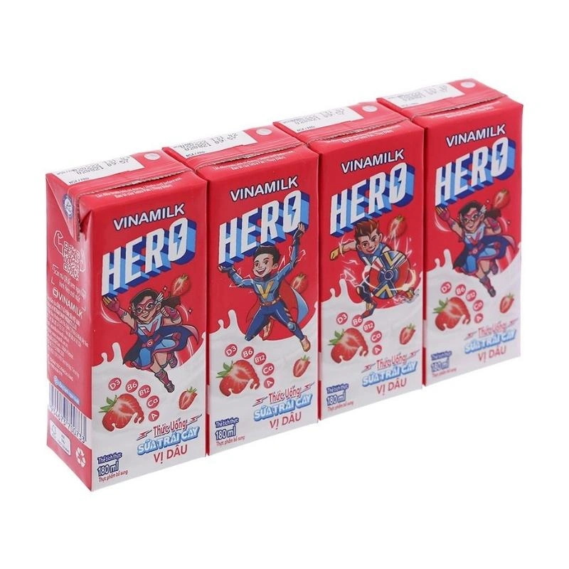 Thùng 48 hộp sữa trái cây Vinamilk Hero hương dâu 180 ml (từ 1 tuổi) 3
