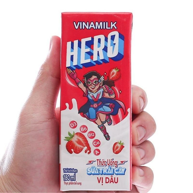 Thùng 48 hộp sữa trái cây Vinamilk Hero hương dâu 180 ml (từ 1 tuổi) 9