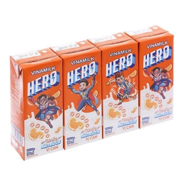 Lốc 4 hộp sữa trái cây Vinamilk Hero hương cam 180 ml (từ 1 tuổi) 1