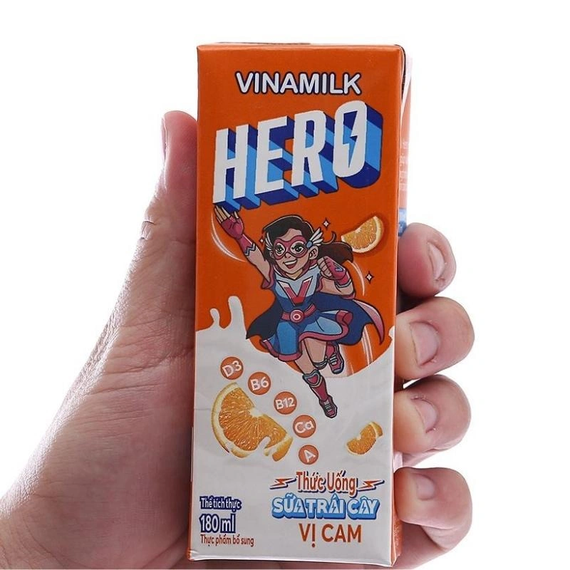 Lốc 4 hộp sữa trái cây Vinamilk Hero hương cam 180 ml (từ 1 tuổi) 18