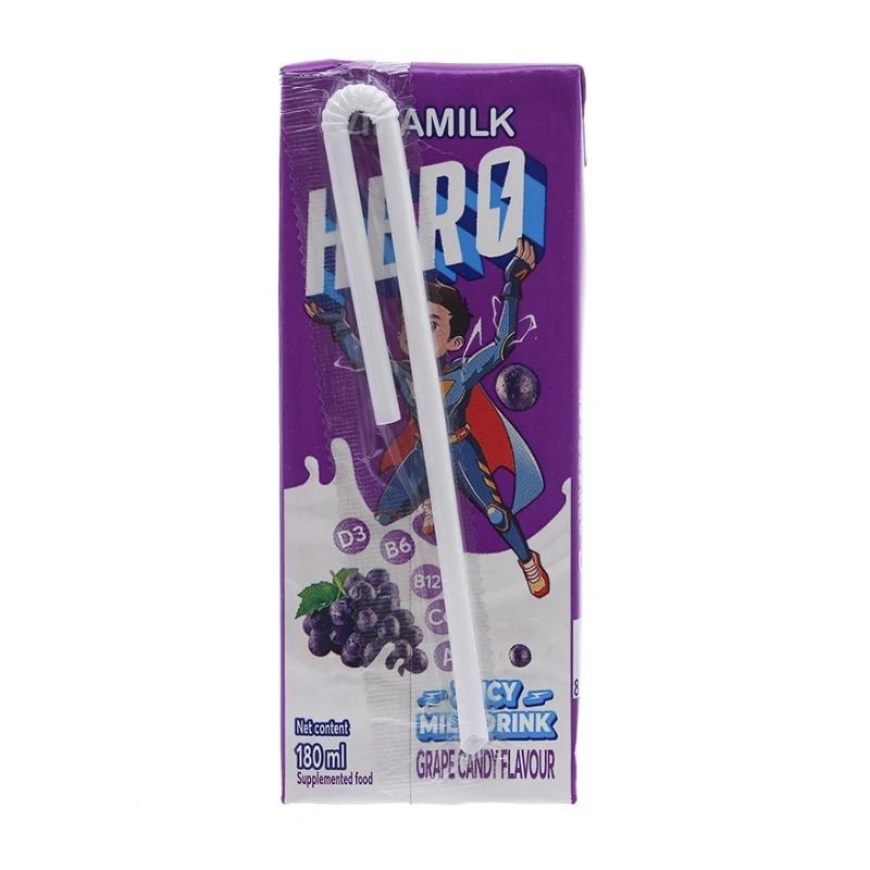Lốc 4 hộp sữa trái cây Vinamilk Hero hương kẹo nho 180 ml (từ 1 tuổi) 5