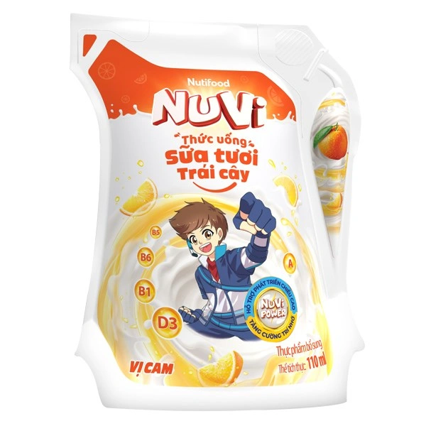 Sữa tươi trái cây Nutifood NuVi hương cam 110 ml (từ 2 tuổi) 1
