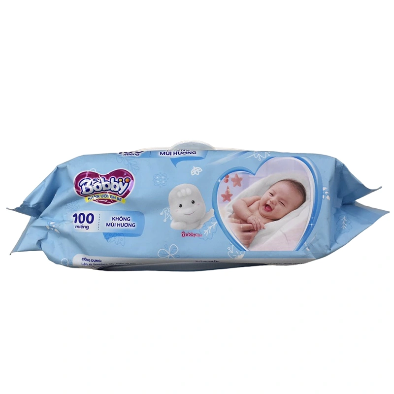 Thùng 18 khăn ướt Bobby dịu nhẹ cho da nhạy cảm không mùi gói 100 miếng 5
