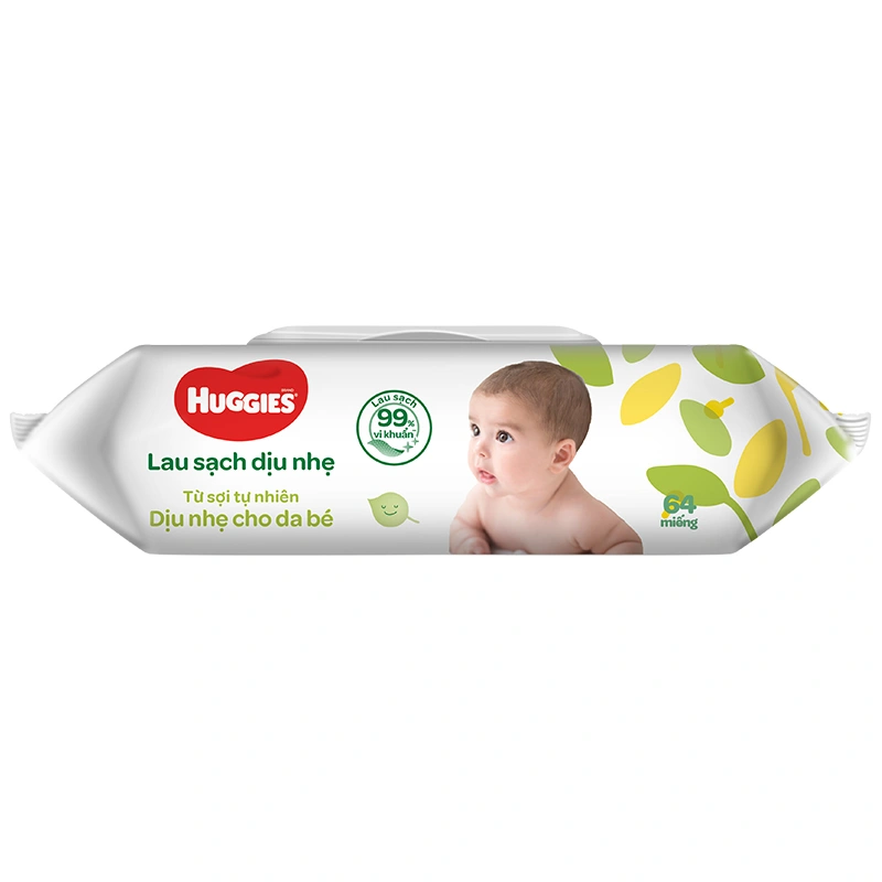 Khăn ướt Huggies Clean Care không mùi gói 64 miếng 2