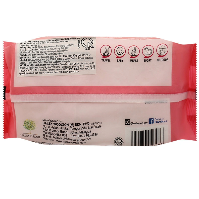 Khăn ướt Tender Soft Baby Wipes hương thơm nhẹ gói 30 miếng 19
