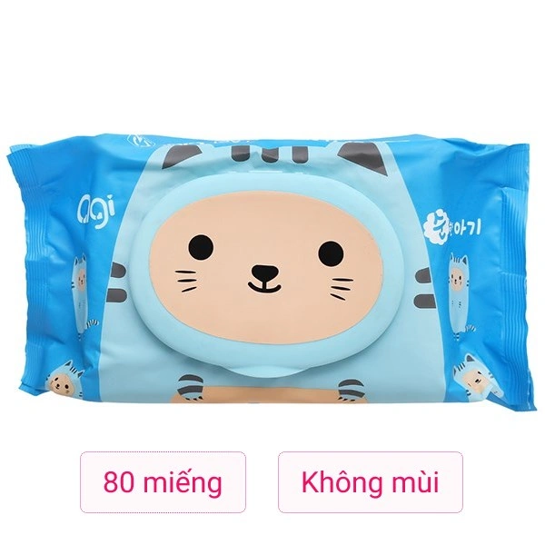 Khăn ướt Agi không mùi gói 80 miếng - Con mèo
