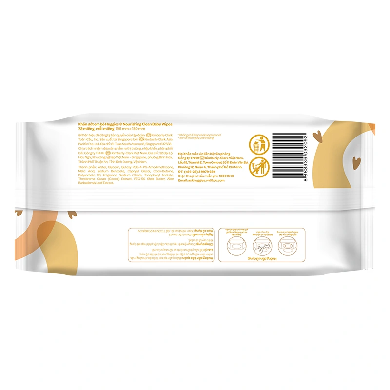 Khăn ướt Huggies Nourishing Clean chiết xuất ca cao và bơ hạt mỡ hương dịu nhẹ gói 72 miếng 3