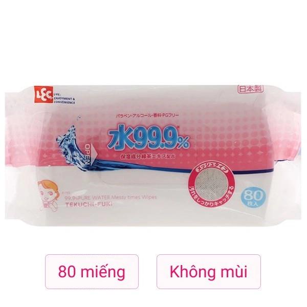 Khăn ướt Lec E-165 99.9% Pure Water Messy Times không mùi gói 80 miếng 1