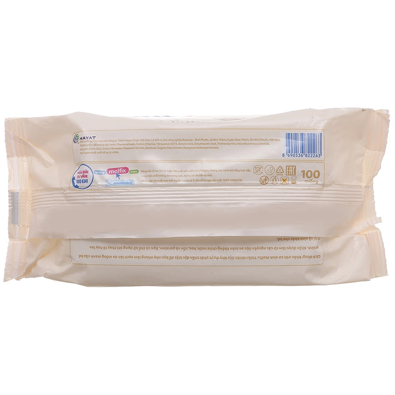 Combo 2 khăn ướt Molfix sơ sinh dịu nhẹ không mùi gói 100 miếng 12
