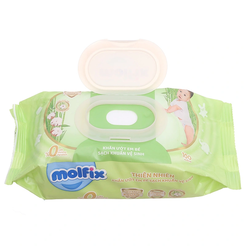 Thùng 12 khăn ướt Molfix sạch khuẩn vệ sinh không mùi gói 100 miếng 5