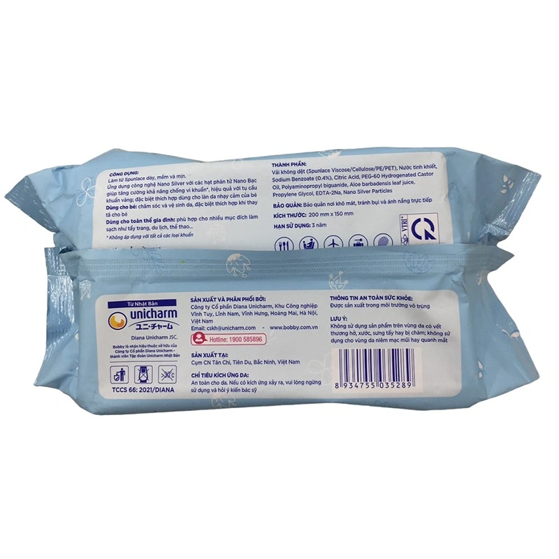 Thùng 18 khăn ướt Bobby dịu nhẹ cho da nhạy cảm không mùi gói 100 miếng 8