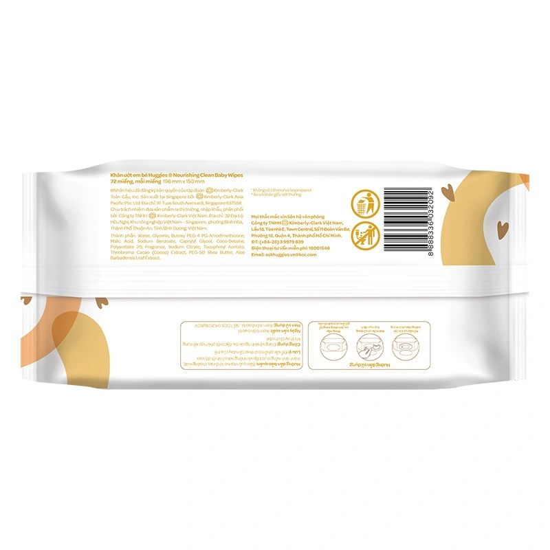 Khăn ướt Huggies Nourishing Clean chiết xuất ca cao và bơ hạt mỡ hương dịu nhẹ gói 72 miếng 6