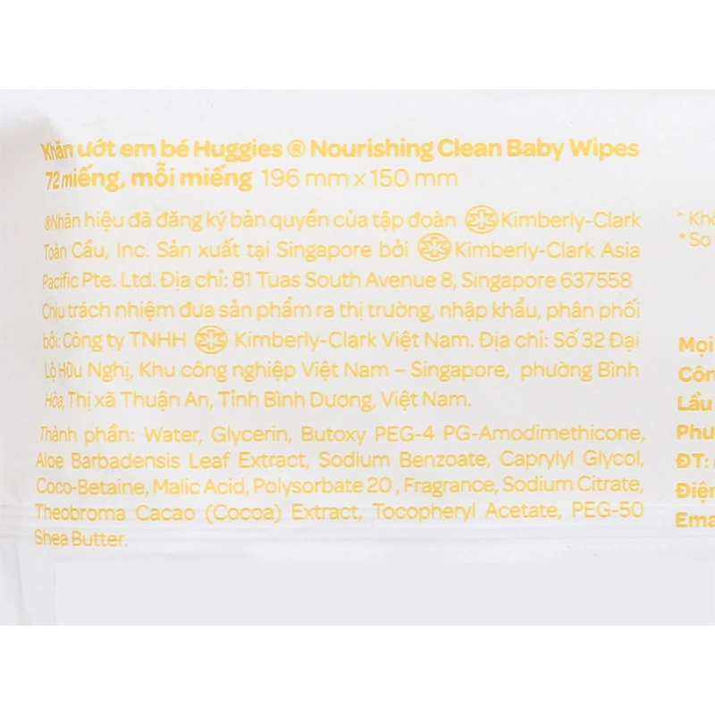 Khăn ướt Huggies Nourishing Clean chiết xuất ca cao và bơ hạt mỡ hương dịu nhẹ gói 72 miếng 7