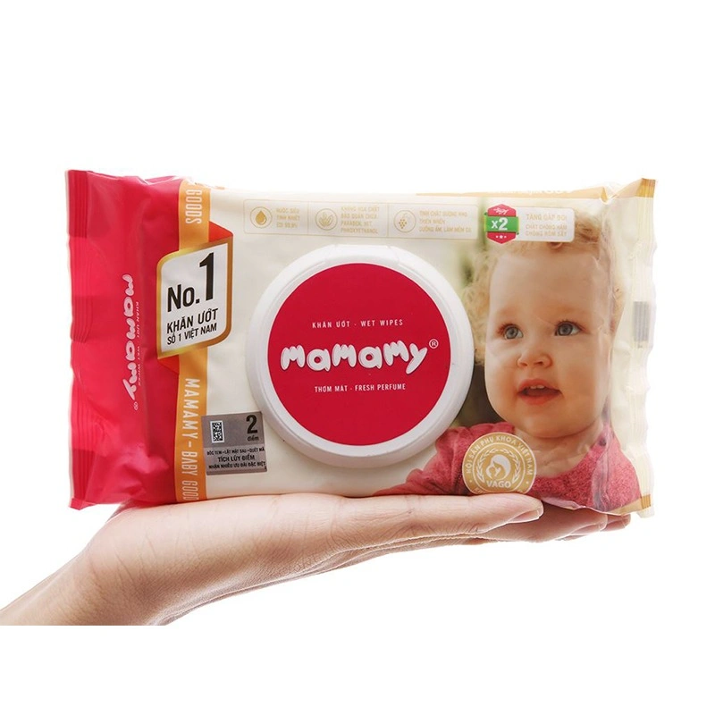 Combo 2 khăn ướt Mamamy chống hăm và rôm sảy hương thơm mát gói 100 miếng 4