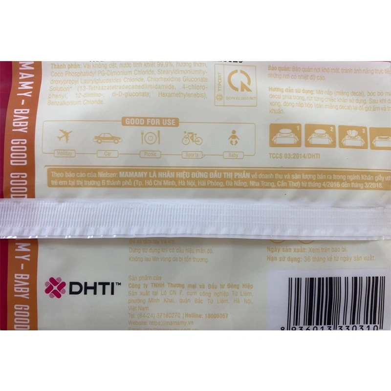 Combo 2 khăn ướt Mamamy chống hăm và rôm sảy hương thơm mát gói 100 miếng 5