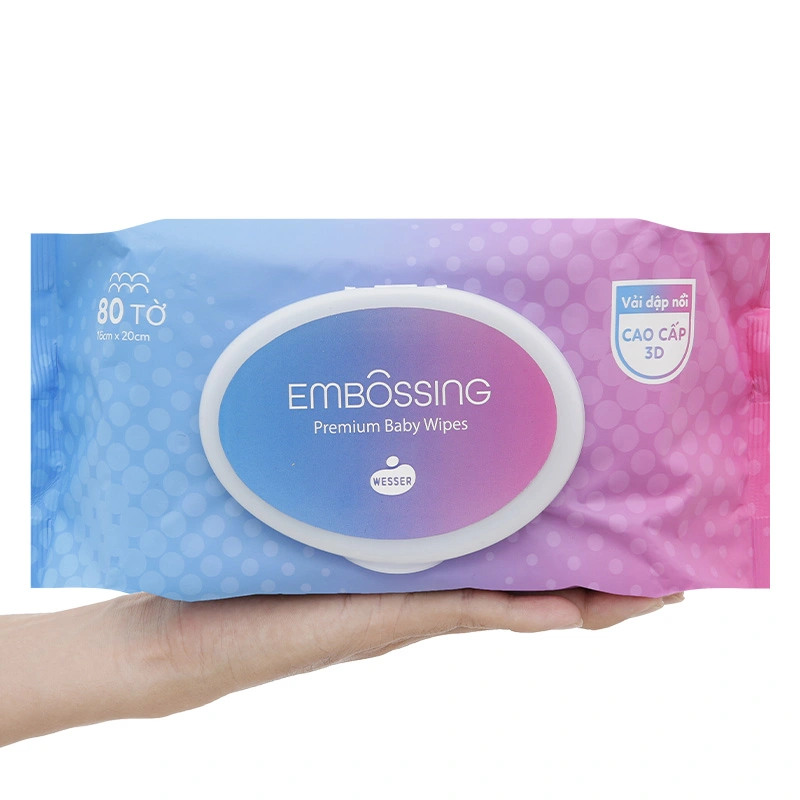 Khăn ướt Wesser dập nổi không mùi gói 80 miếng 5