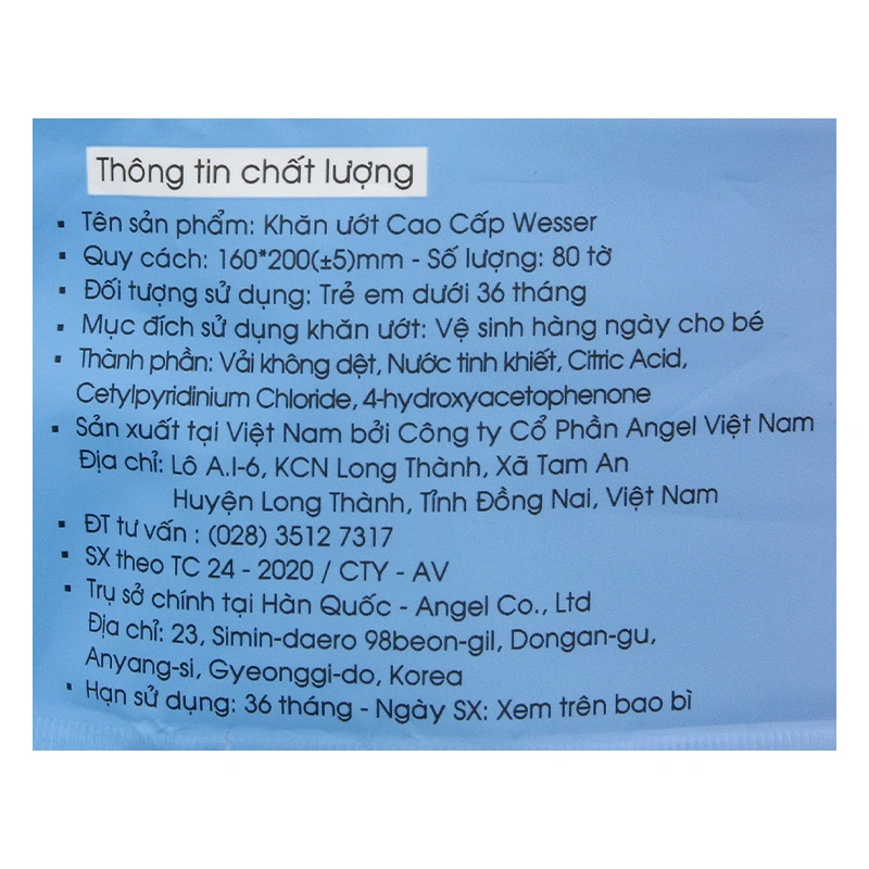 Khăn ướt Wesser dập nổi không mùi gói 80 miếng 9