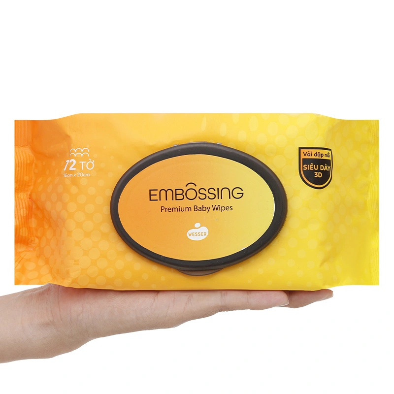 Khăn ướt Wesser dập nổi siêu dày không mùi gói 72 miếng 5