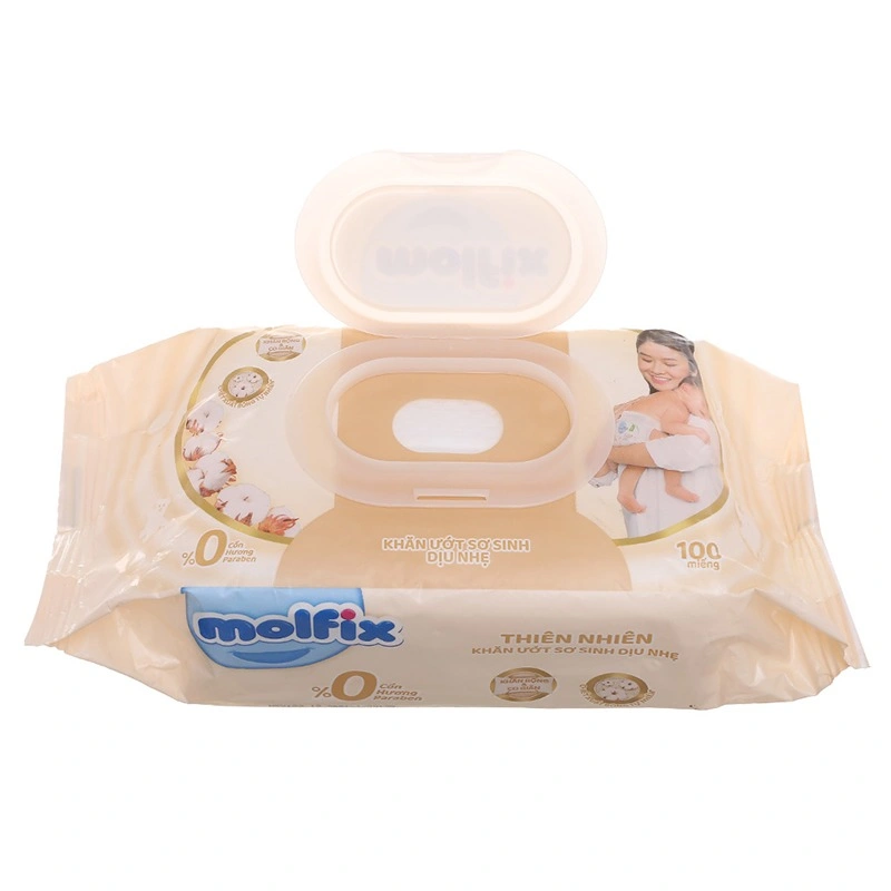 Combo 2 khăn ướt Molfix sơ sinh dịu nhẹ không mùi gói 100 miếng 6