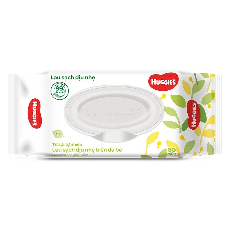 Combo 2 khăn ướt Huggies Clean Care không mùi gói 80 miếng 6