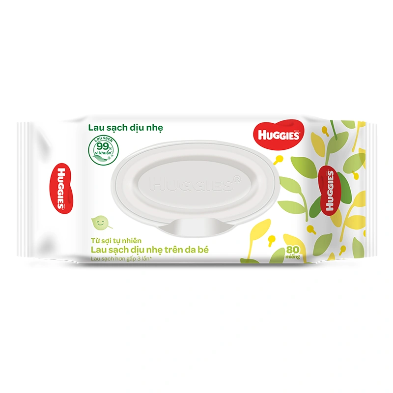Combo 2 khăn ướt Huggies Clean Care không mùi gói 80 miếng 3