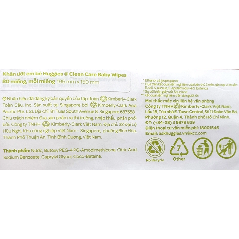 Combo 2 khăn ướt Huggies Clean Care không mùi gói 80 miếng 4