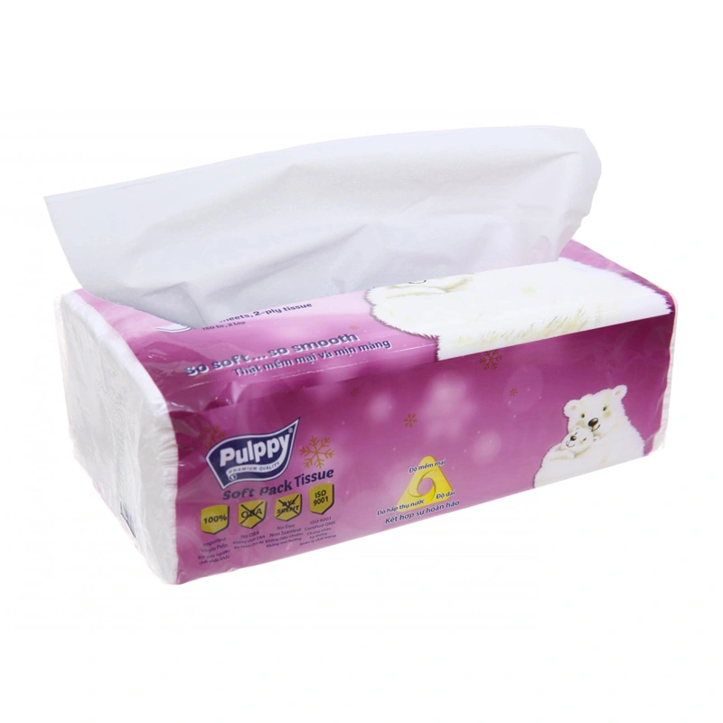 Gói 180 tờ khăn giấy rút Pulppy Softpack không mùi 2 lớp 3