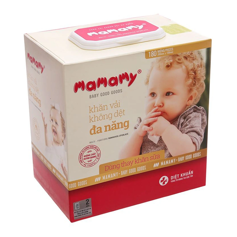 Hộp 180 tờ khăn vải em bé không dệt Mamamy không mùi 2