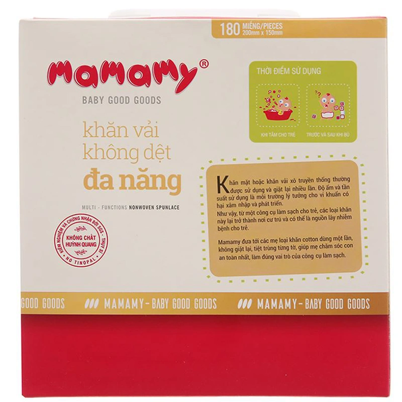 Hộp 180 tờ khăn vải em bé không dệt Mamamy không mùi 3