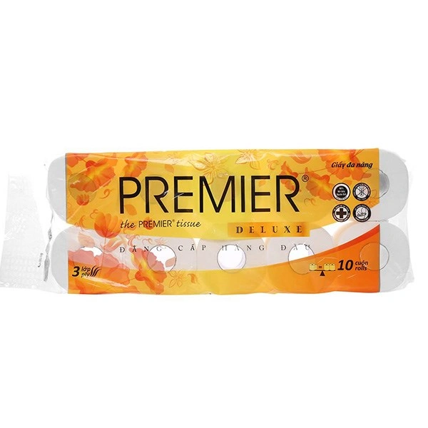 Lốc 10 cuộn giấy vệ sinh PREMIER Deluxe không mùi 3 lớp 1