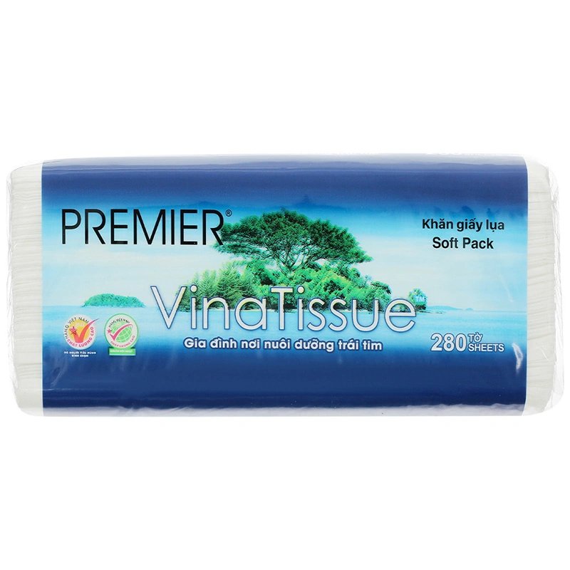 Gói 280 tờ khăn giấy lụa PREMIER Vinatissue không mùi 2 lớp 2